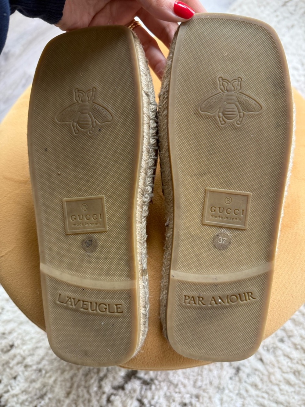 Gucci Brown Leather Interlocking G Espadrille Slide Sandals - Picture 5 of 7